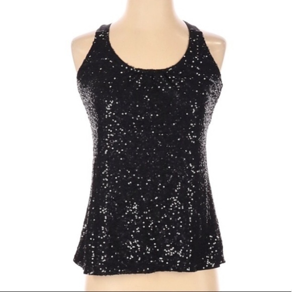Express black sequin racer back tank top xs